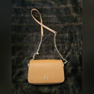 Tory Burch Elegant Tan Crossbody Bag with Chain Strap